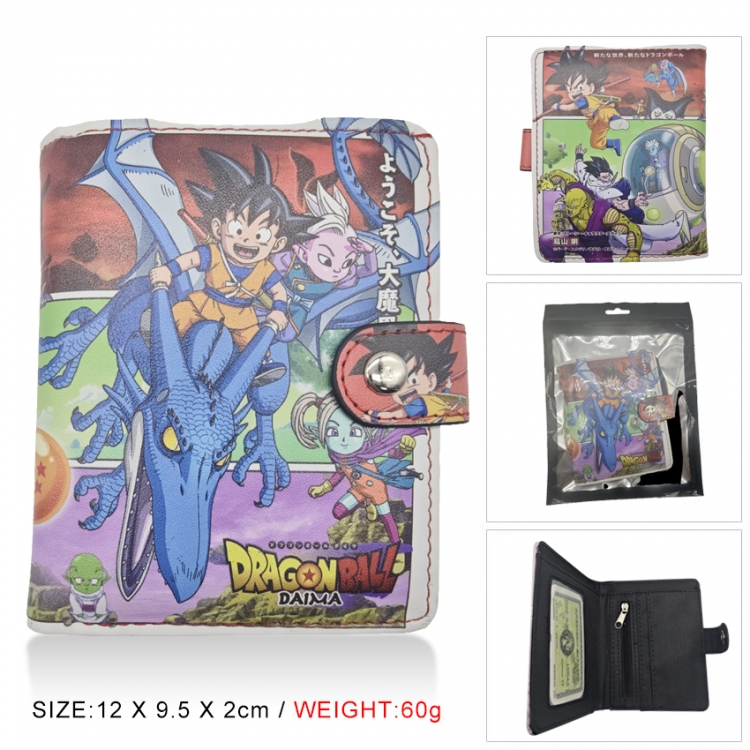 DRAGON BALL PU vertical wallet short wallet buckle storage bag 12x9.5x2CM 60G