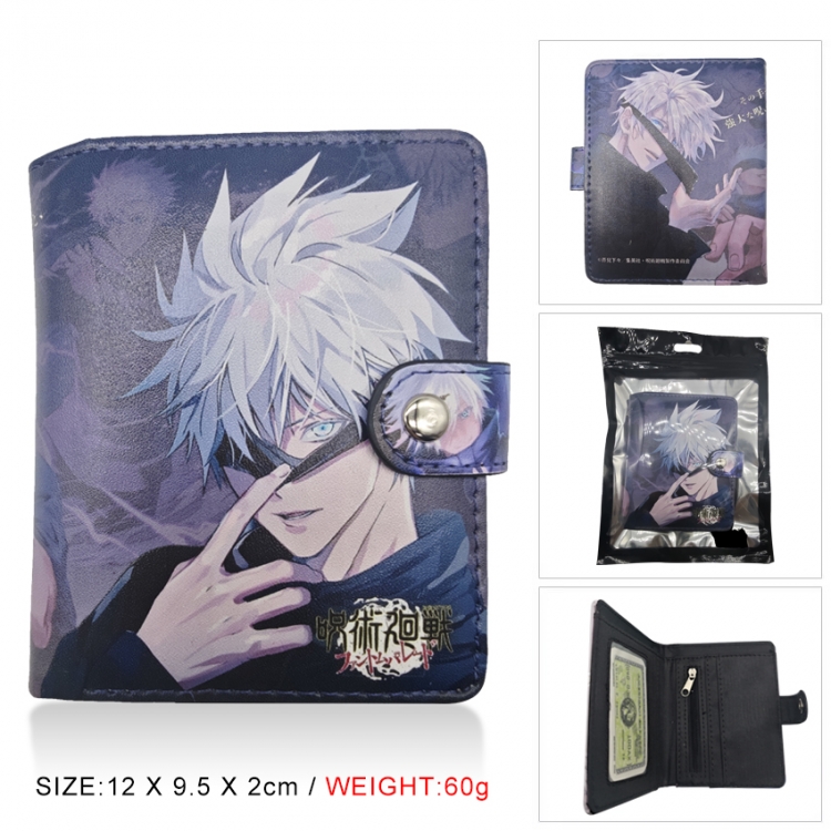 Jujutsu Kaisen PU vertical wallet short wallet buckle storage bag 12x9.5x2CM 60G