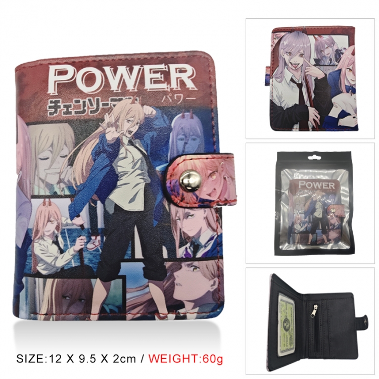 Chainsaw man PU vertical wallet short wallet buckle storage bag 12x9.5x2CM 60G