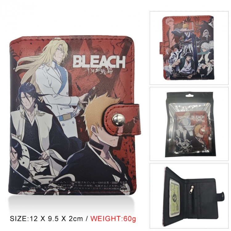 Bleach PU vertical wallet short wallet buckle storage bag 12x9.5x2CM 60G