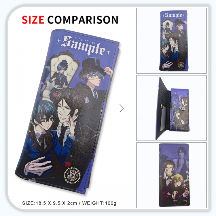 Kuroshitsuji Anime wallet long wallet buckle storage bag 18.5x9.5x2CM 100g GG-004