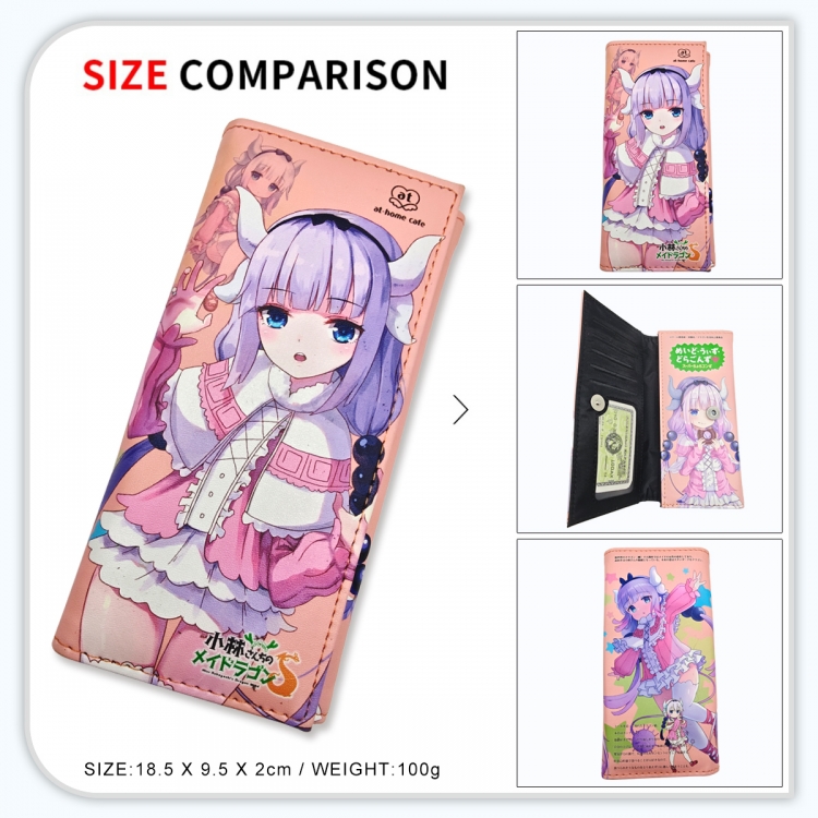 Miss Kobayashis Dragon Maid Anime wallet long wallet buckle storage bag 18.5x9.5x2CM 100g GG-011