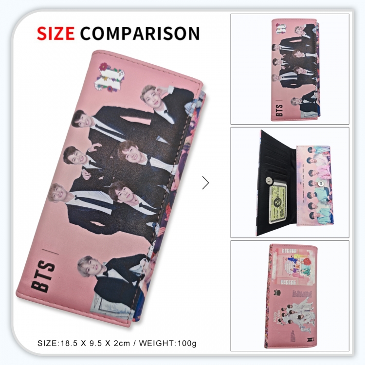 BTS Anime wallet long wallet buckle storage bag 18.5x9.5x2CM 100g GG-017