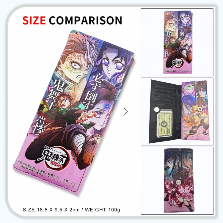 Demon Slayer Kimets Anime wallet long wallet buckle storage bag 18.5x9.5x2CM 100g