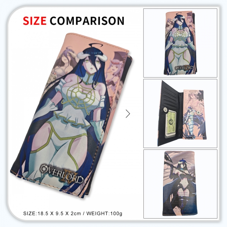 Overlord Anime wallet long wallet buckle storage bag 18.5x9.5x2CM 100g