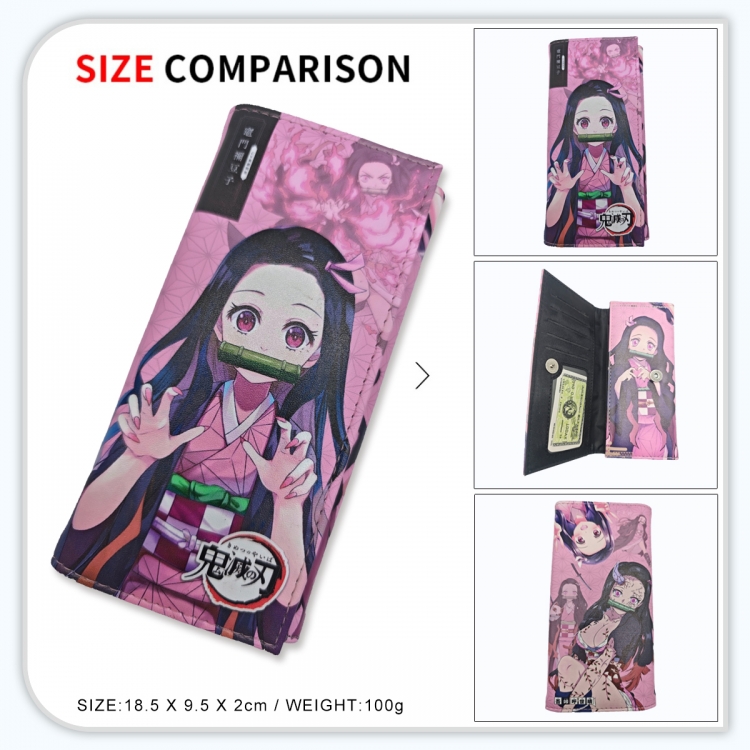 Demon Slayer Kimets Anime wallet long wallet buckle storage bag 18.5x9.5x2CM 100g