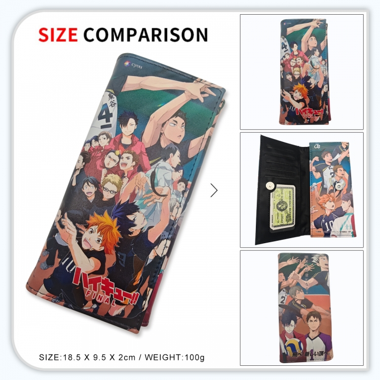 Haikyuu!! Anime wallet long wallet buckle storage bag 18.5x9.5x2CM 100g