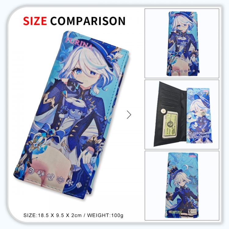 Genshin Impact Anime wallet long wallet buckle storage bag 18.5x9.5x2CM 100g GG-038