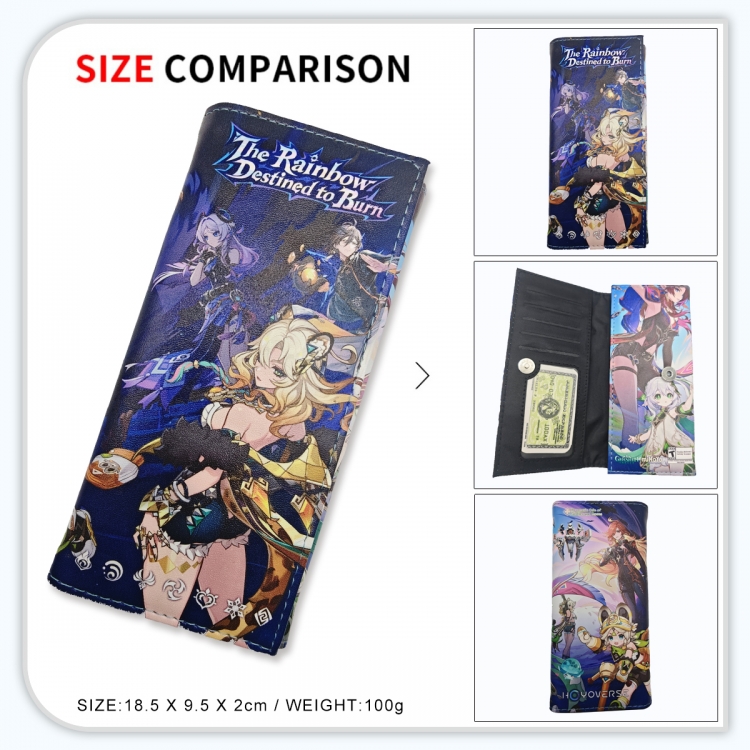 Genshin Impact Anime wallet long wallet buckle storage bag 18.5x9.5x2CM 100g GG-039