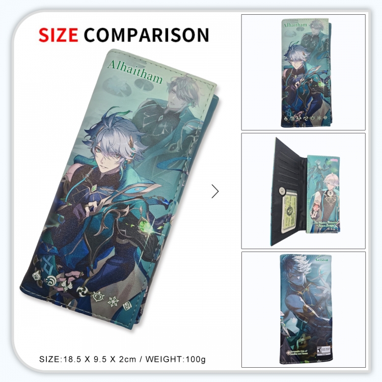 Genshin Impact Anime wallet long wallet buckle storage bag 18.5x9.5x2CM 100g GG-037