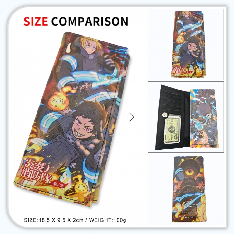 Fire Force Anime wallet long wallet buckle storage bag 18.5x9.5x2CM 100g GG-059