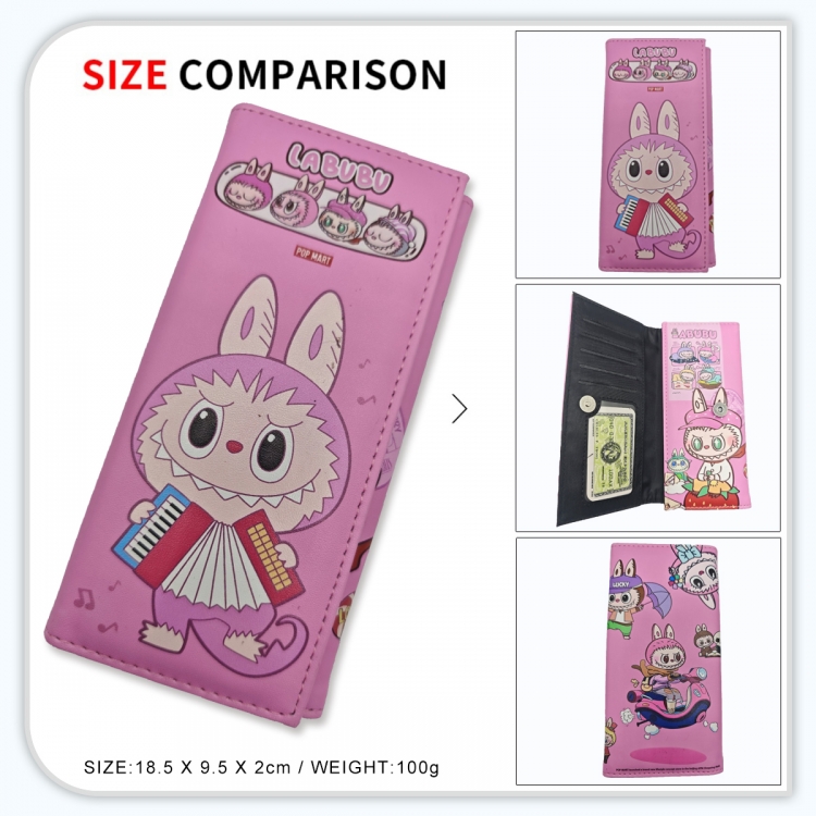 Labubu Anime wallet long wallet buckle storage bag 18.5x9.5x2CM 100g GG-052