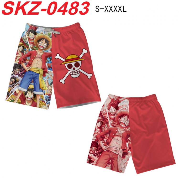 One Piece Anime full-color digital printed beach shorts from S to 4XL SKZ-0483