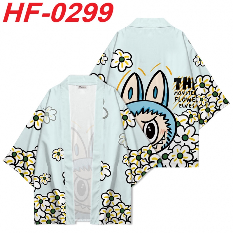 Labubu Anime digital printed French velvet kimono top from S to 4XL  HF-0299