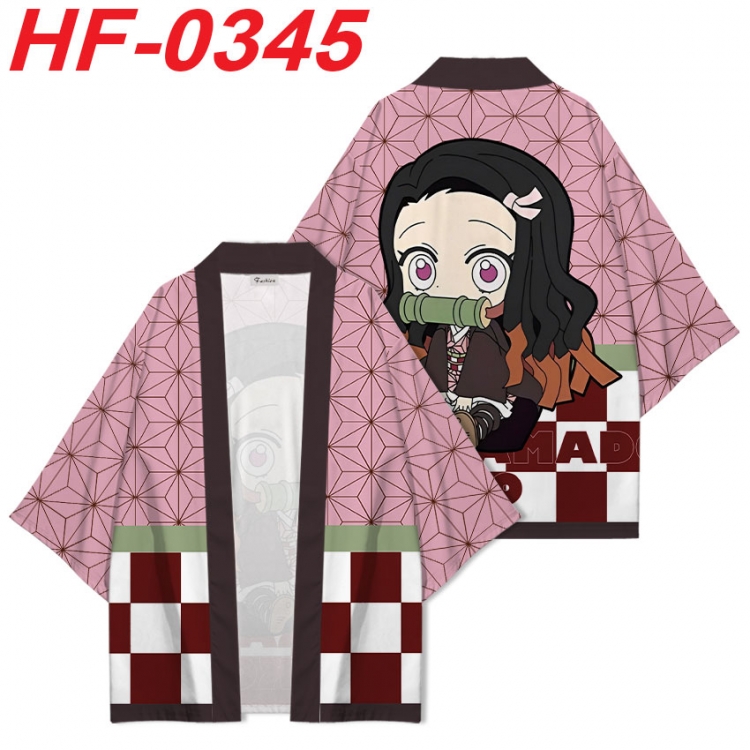 Demon Slayer Kimets Anime digital printed French velvet kimono top from S to 4XL  HF-0345