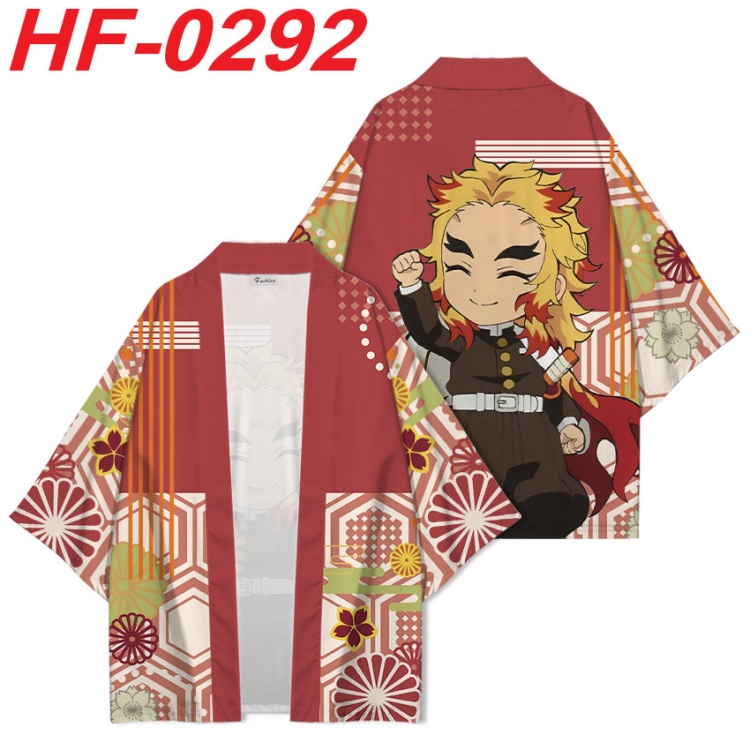 Demon Slayer Kimets Anime digital printed French velvet kimono top from S to 4XL  HF-0292