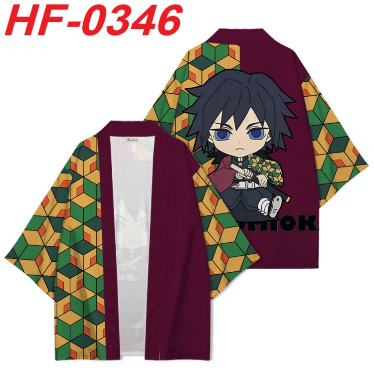 Demon Slayer Kimets Anime digital printed French velvet kimono top from S to 4XL  HF-0346