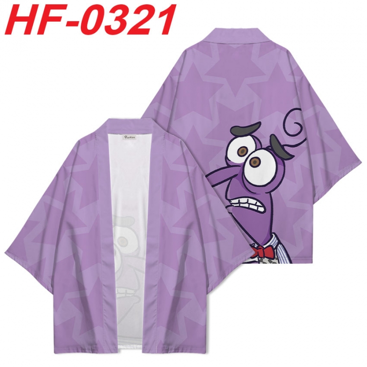 Inside Out Anime digital printed French velvet kimono top from S to 4XL  HF-0321