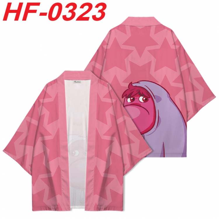 Inside Out Anime digital printed French velvet kimono top from S to 4XL   HF-0323