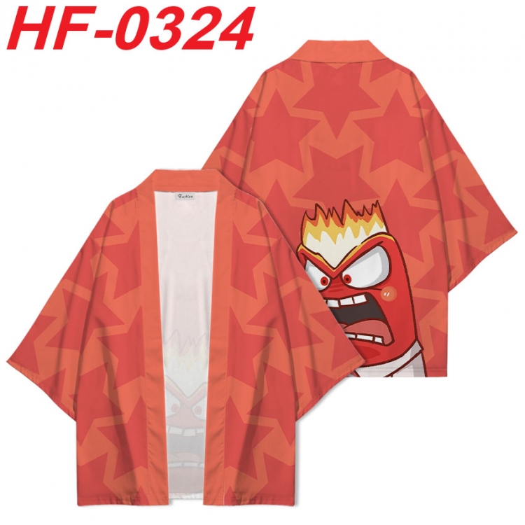 Inside Out Anime digital printed French velvet kimono top from S to 4XL   HF-0324