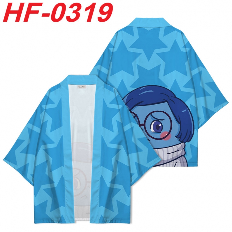 Inside Out Anime digital printed French velvet kimono top from S to 4XL  HF-0319