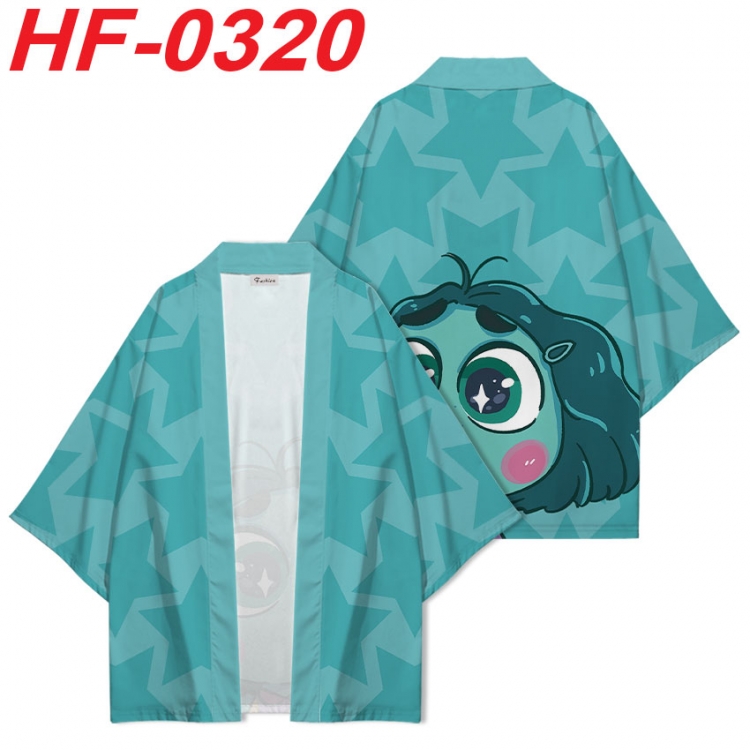 Inside Out Anime digital printed French velvet kimono top from S to 4XL HF-0320