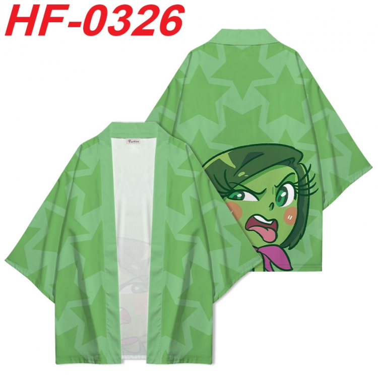 Inside Out Anime digital printed French velvet kimono top from S to 4XL  HF-0326