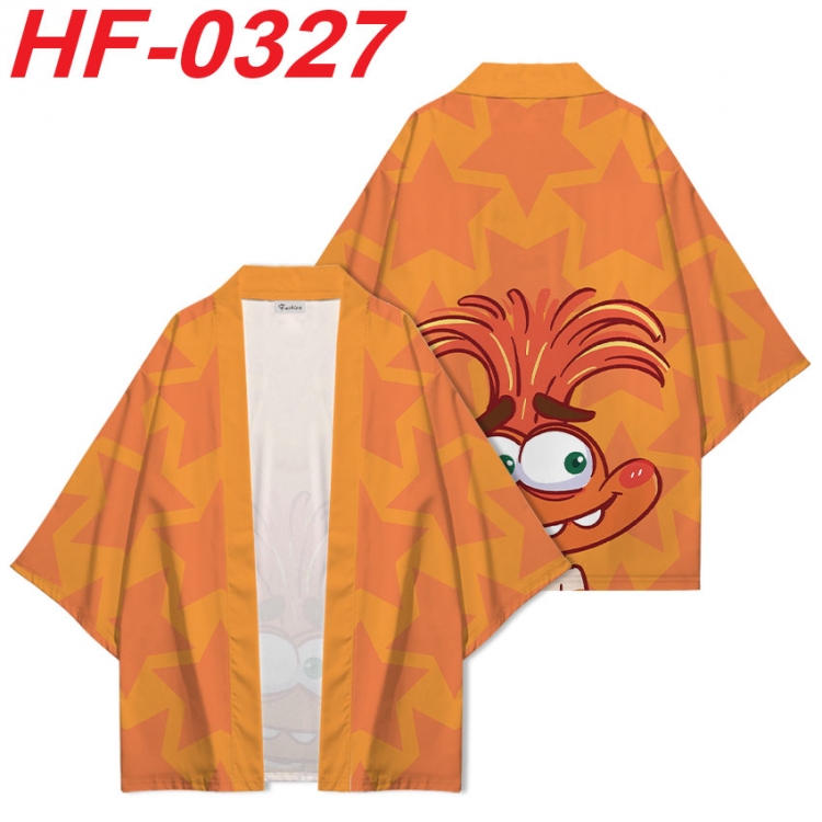 Inside Out Anime digital printed French velvet kimono top from S to 4XL  HF-0327