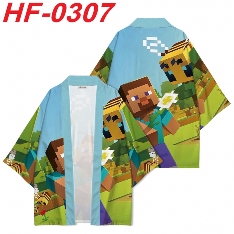 Minecraft Anime digital printed French velvet kimono top from S to 4XL  HF-0307