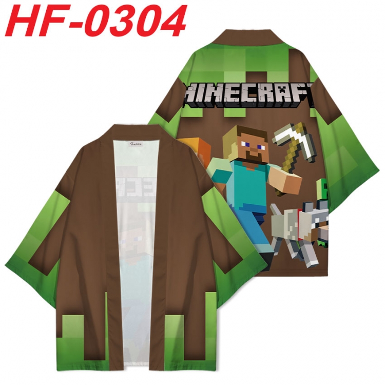 Minecraft Anime digital printed French velvet kimono top from S to 4XL  HF-0304