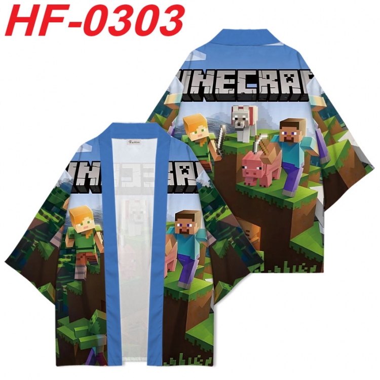 Minecraft Anime digital printed French velvet kimono top from S to 4XL HF-0303