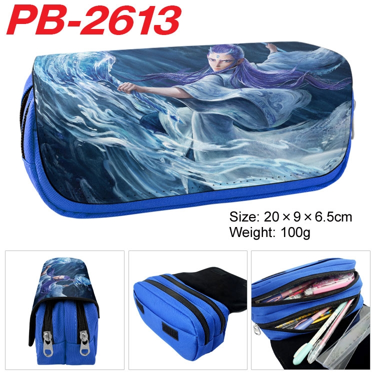 Nezha Anime double-layer pu leather printing pencil case 20x9x6.5cm PB-2613