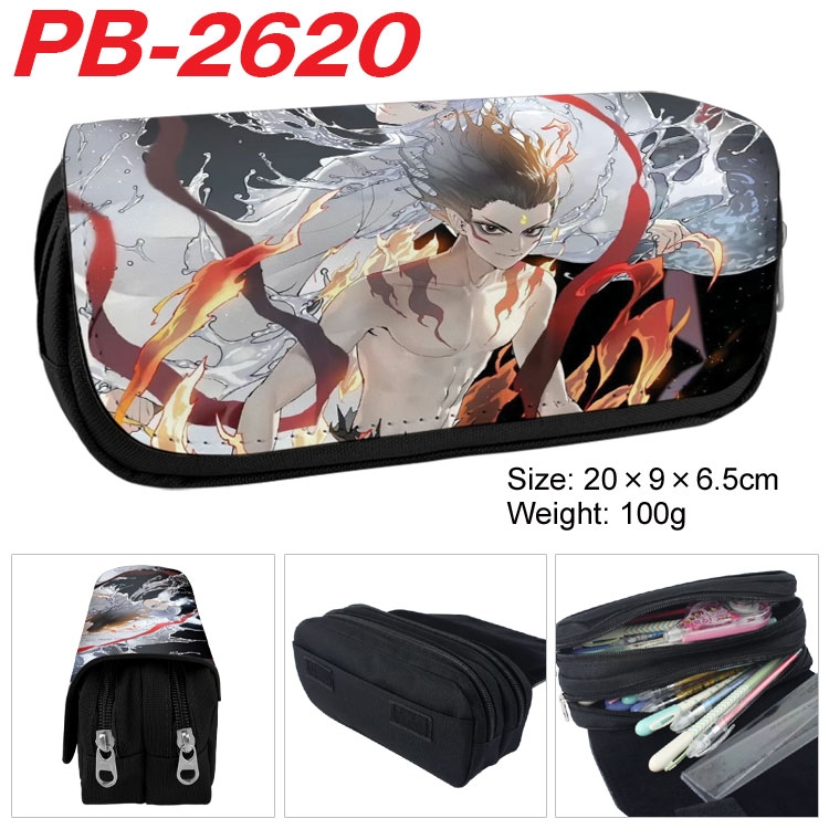 Nezha Anime double-layer pu leather printing pencil case 20x9x6.5cm  PB-2620