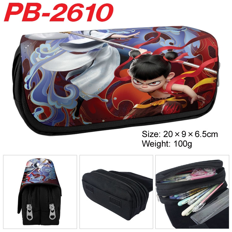 Nezha Anime double-layer pu leather printing pencil case 20x9x6.5cm  PB-2610