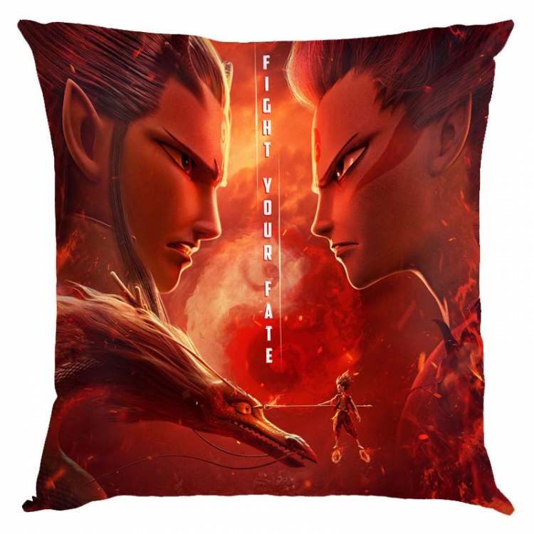 Nezha Anime square full-color pillow cushion 45X45CM NO FILLING 