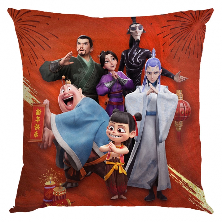 Nezha Anime square full-color pillow cushion 45X45CM NO FILLING 