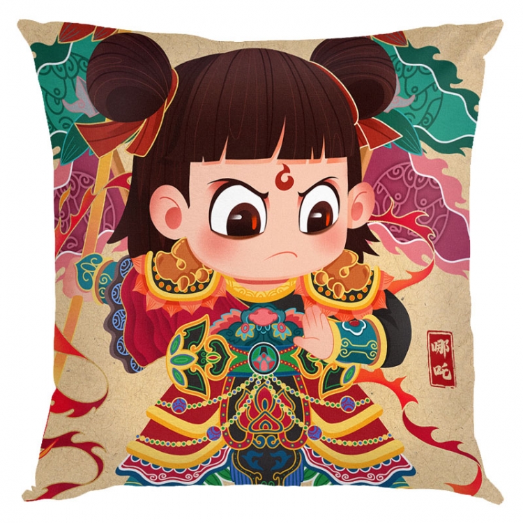 Nezha Anime square full-color pillow cushion 45X45CM NO FILLING 