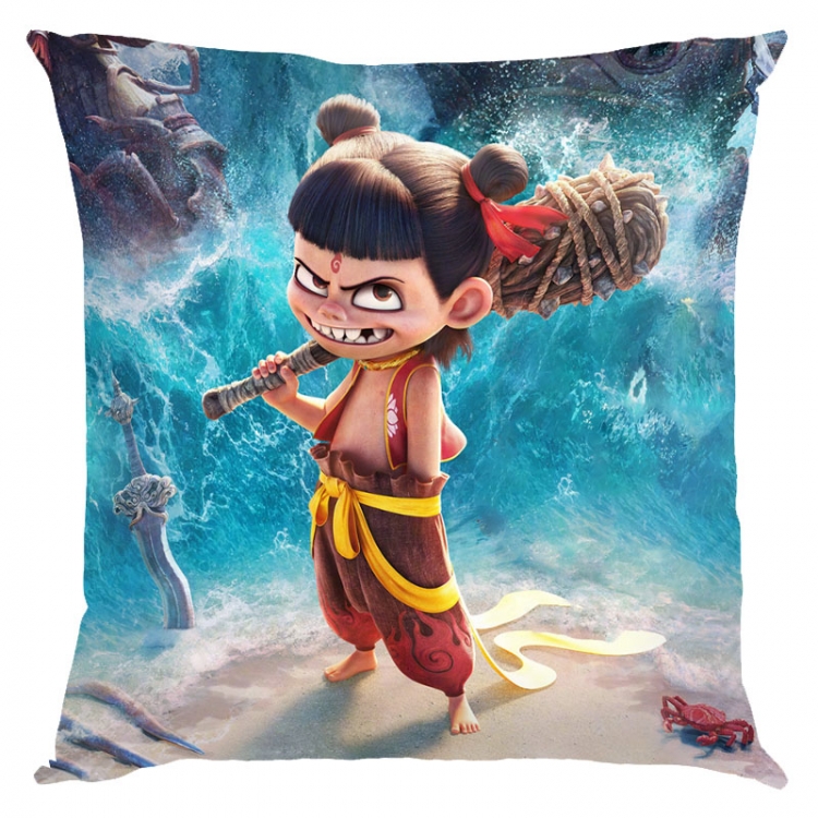 Nezha Anime square full-color pillow cushion 45X45CM NO FILLING 