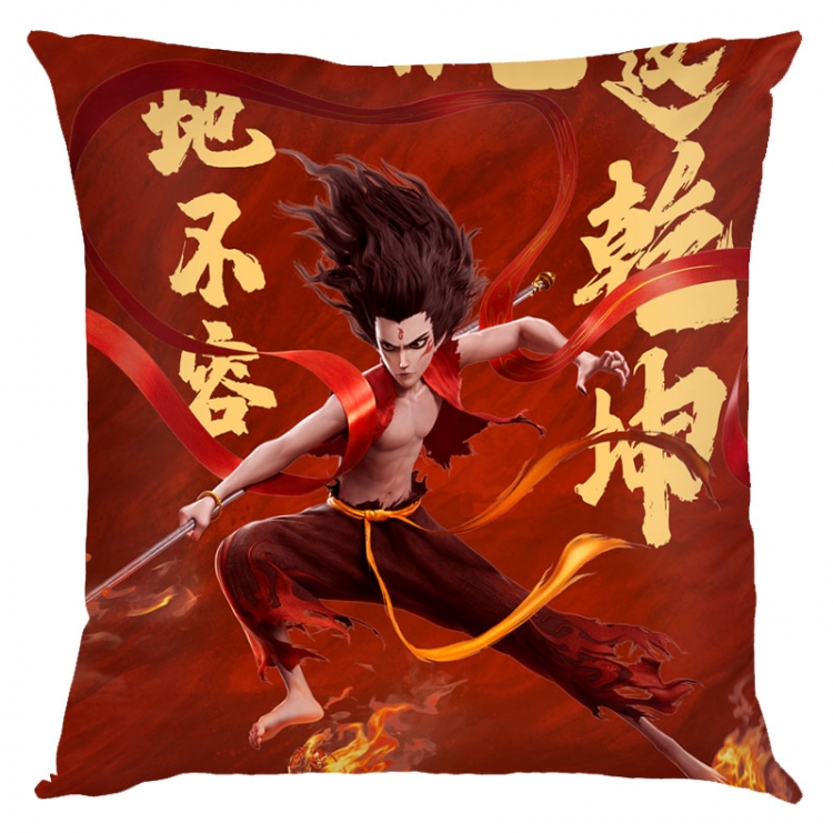 Nezha Anime square full-color pillow cushion 45X45CM NO FILLING 