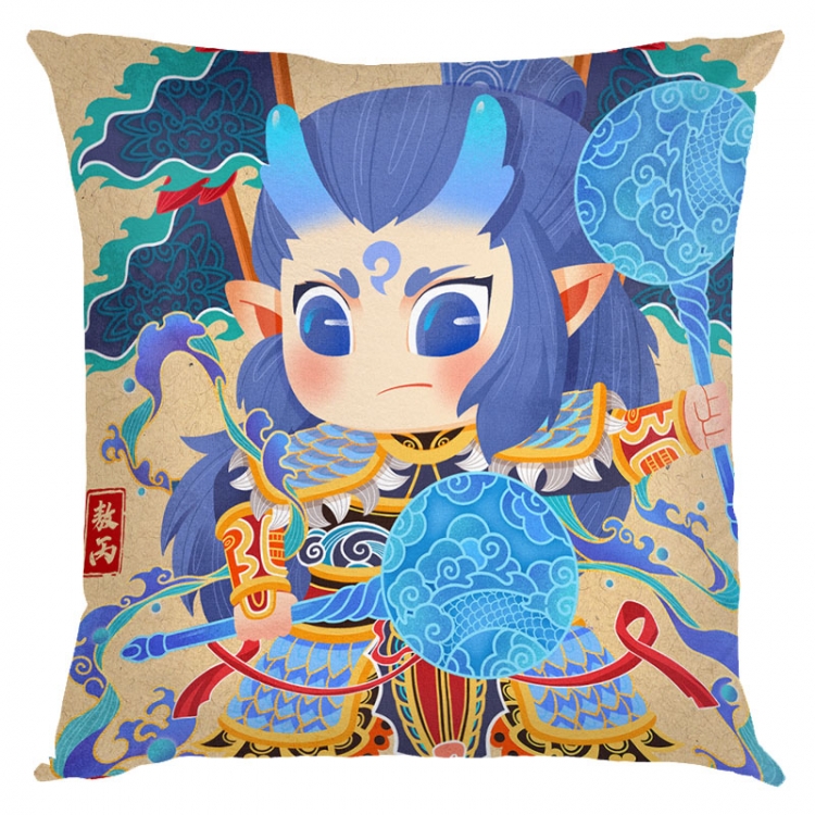 Nezha Anime square full-color pillow cushion 45X45CM NO FILLING 