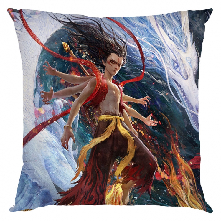 Nezha Anime square full-color pillow cushion 45X45CM NO FILLING 