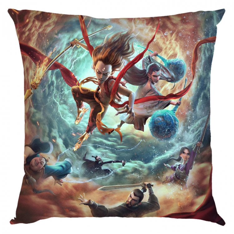 Nezha Anime square full-color pillow cushion 45X45CM NO FILLING 