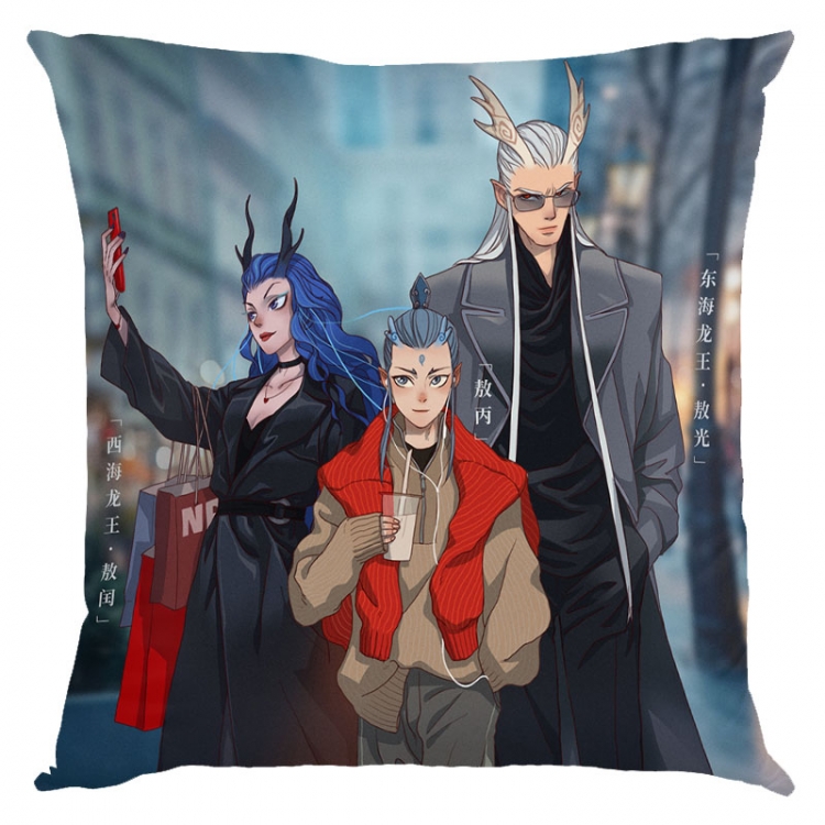 Nezha Anime square full-color pillow cushion 45X45CM NO FILLING 