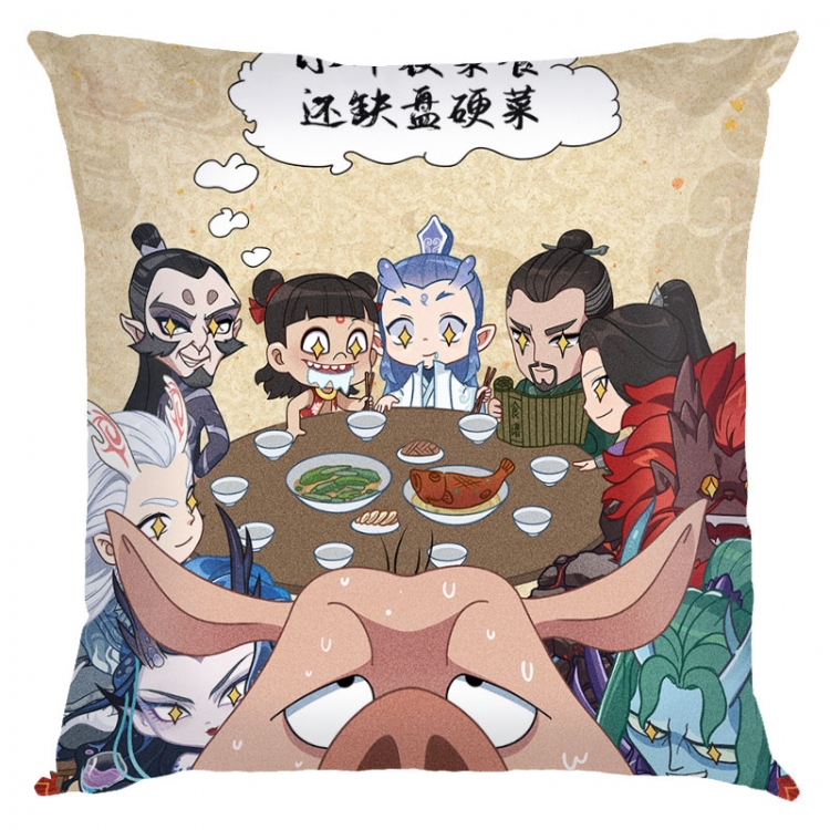 Nezha Anime square full-color pillow cushion 45X45CM NO FILLING 