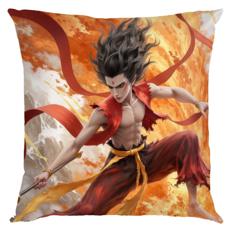 Nezha Anime square full-color pillow cushion 45X45CM NO FILLING 