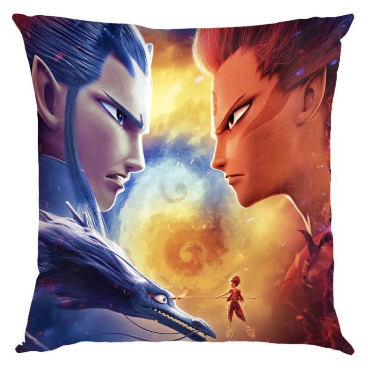 Nezha Anime square full-color pillow cushion 45X45CM NO FILLING 