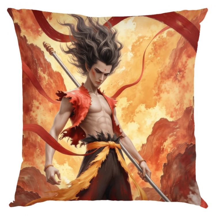 Nezha Anime square full-color pillow cushion 45X45CM NO FILLING 