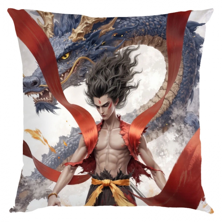 Nezha Anime square full-color pillow cushion 45X45CM NO FILLING 