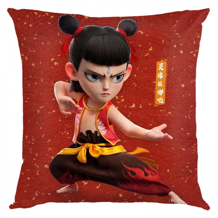 Nezha Anime square full-color pillow cushion 45X45CM NO FILLING 