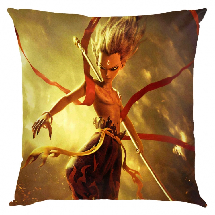 Nezha Anime square full-color pillow cushion 45X45CM NO FILLING 